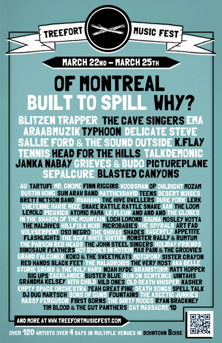 Treefort Music Fest 2012 Full Lineup Poster Boise Idaho