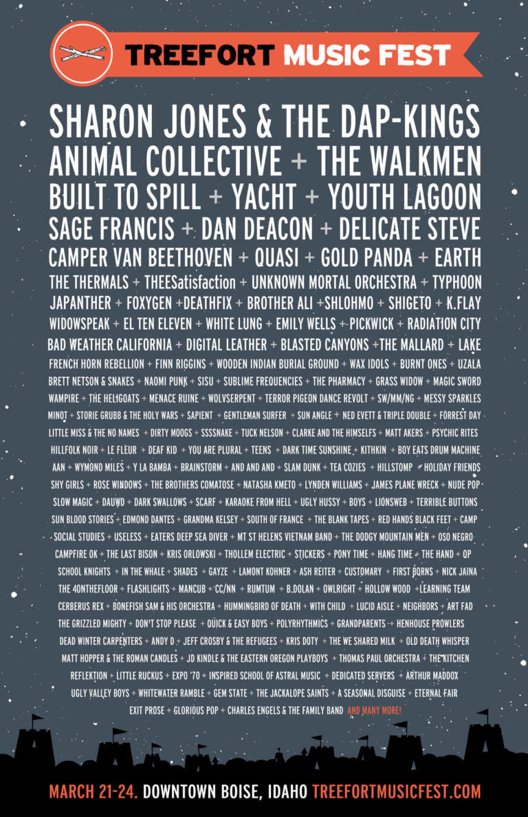 Treefort Music Fest 2013 Full Lineup Poster Boise Idaho