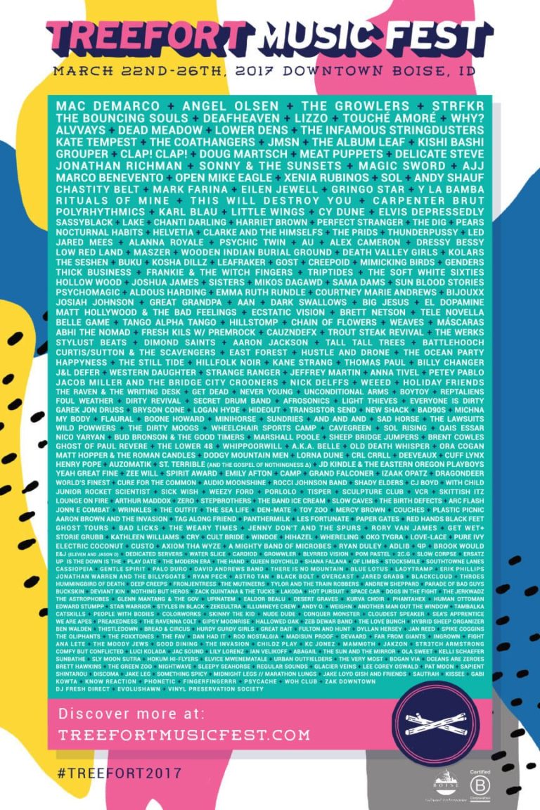 Treefort Music Fest 2017 Full Lineup Poster Boise Idaho